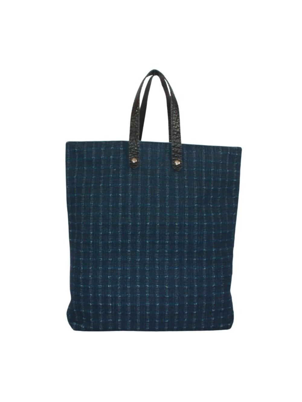 Hermes Amedaba GM Leather Canvas Navy Tote Bag Silver